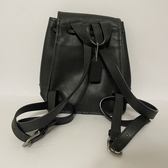 Vintage 1990s Coach 9960 Black Soft Leather Turnlock Daypack Mini Backpack Purse - Picture 5 of 14